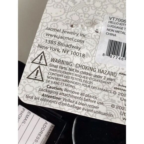 2 Piece HELLO KITTY SANRIO RUBBER SCHOOL ID BACKPACK LUGGAGE BAG TAGS SET New - Picture 12 of 13